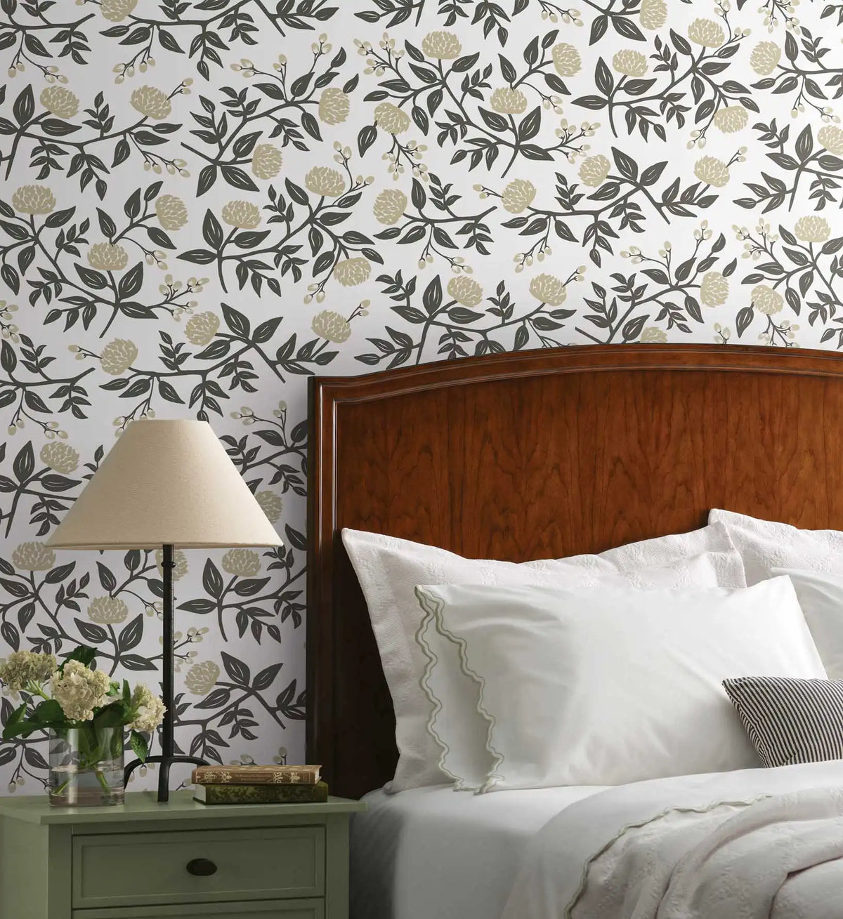 Peonies Peel & Stick Wallpaper - White