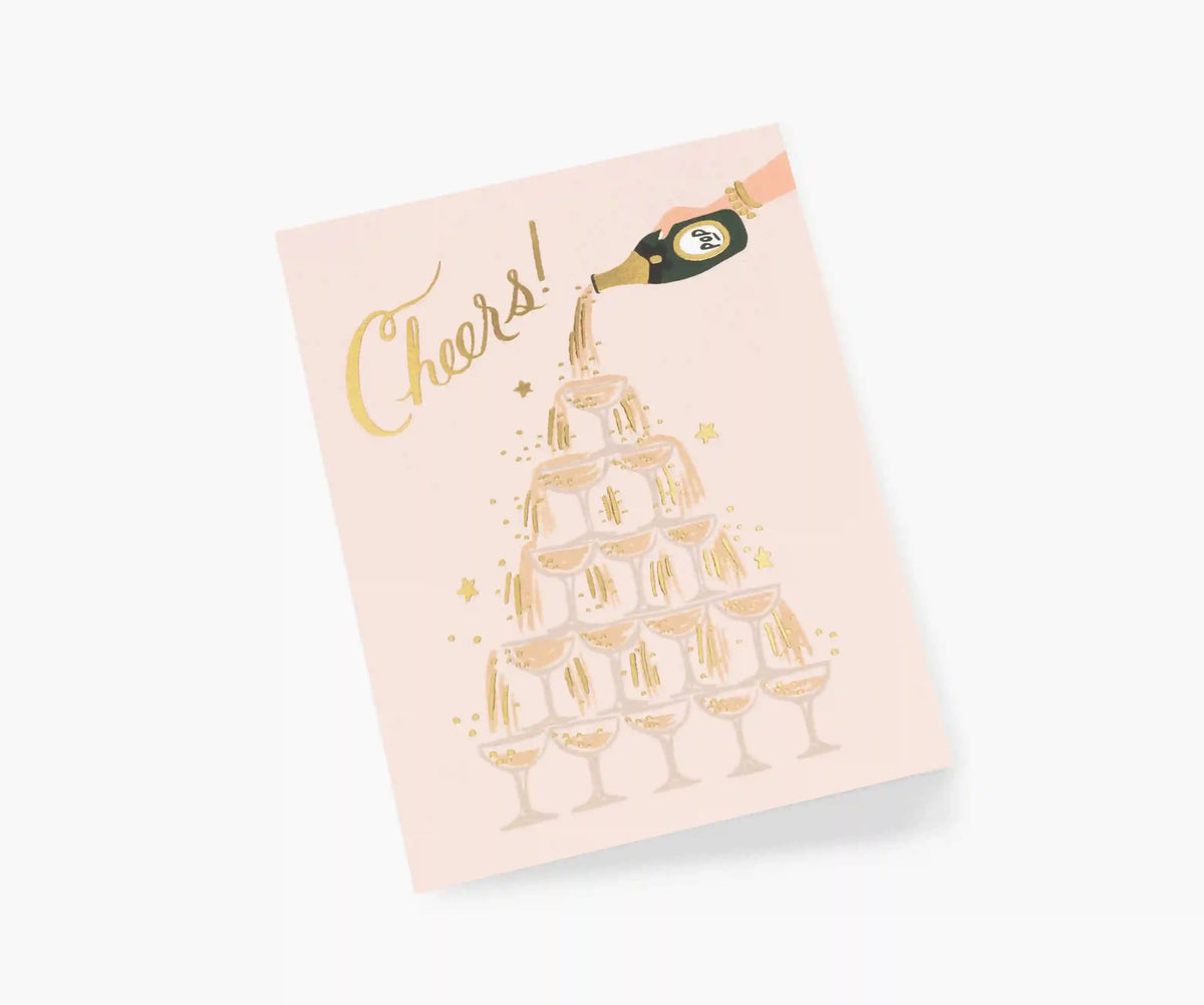 Champagne Tower Cheers Wedding Card - Single Card