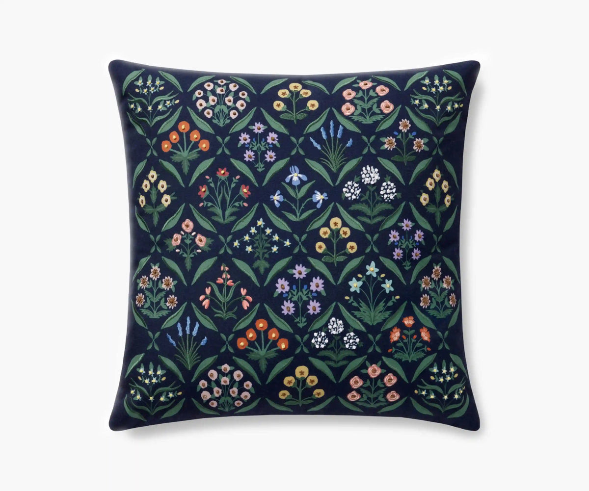 Estee Embroidered Pillow - Navy