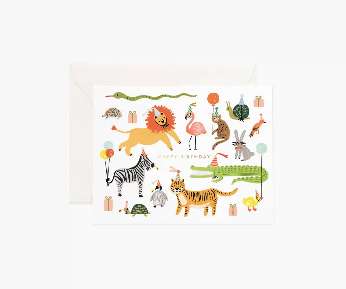 Party Animals Birthday Card - Single Card