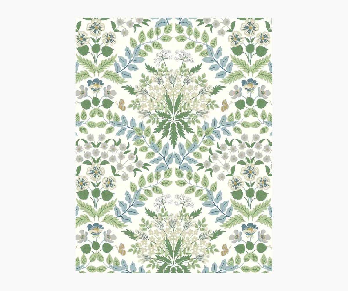 Bramble Wallpaper Sample - Blue & Green