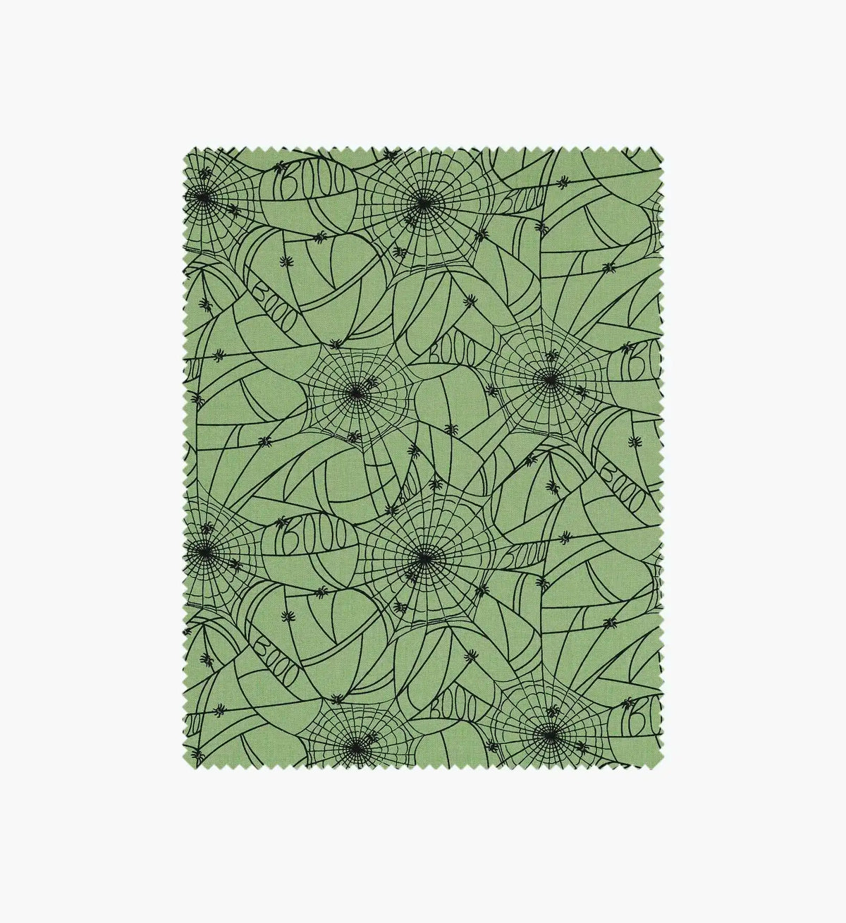 Spider Webs Cotton Fabric - Green