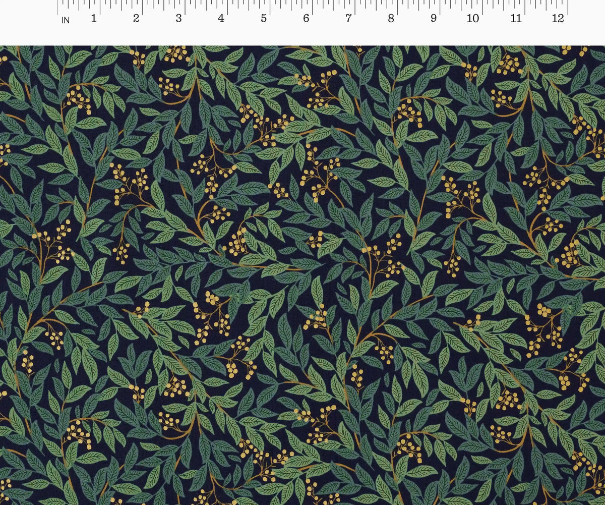 Willowberry Cotton Metallic Fabric - Navy