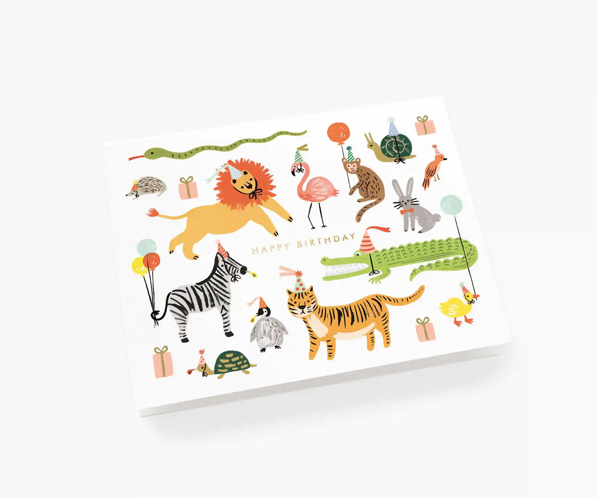 Party Animals Birthday Card - Single Card