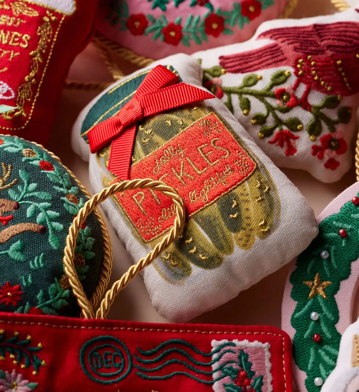 Embroidered Ornament - Pickle Jar