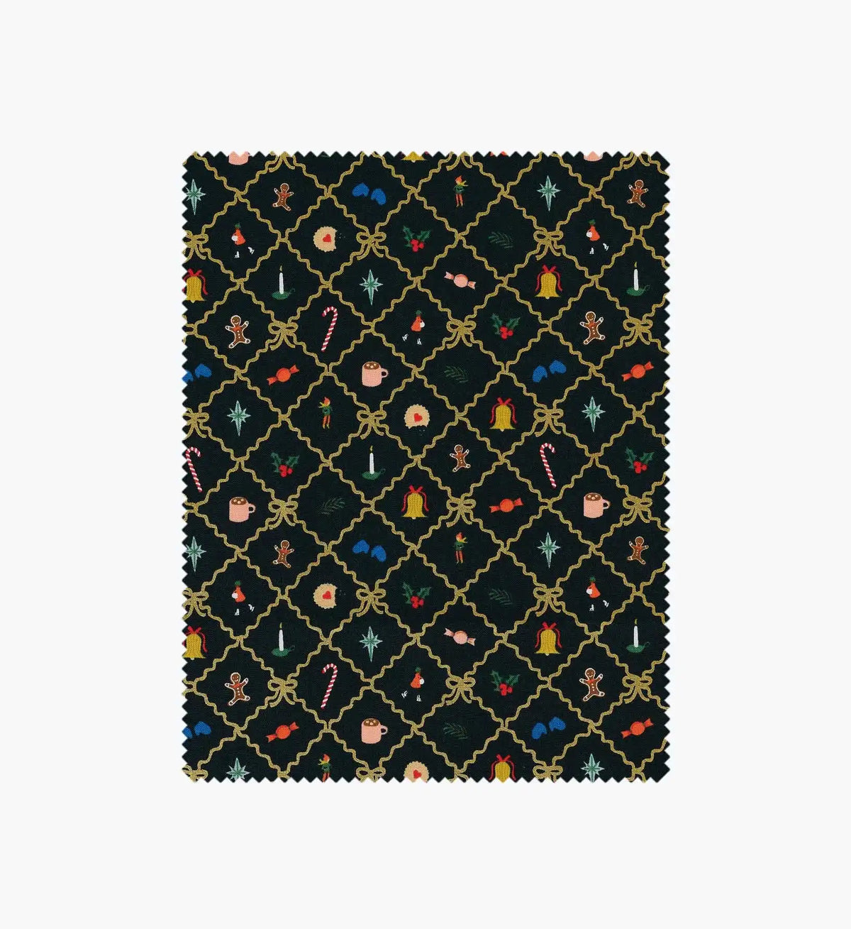 Holiday Argyle Cotton Metallic Fabric -  Evergreen and Gold