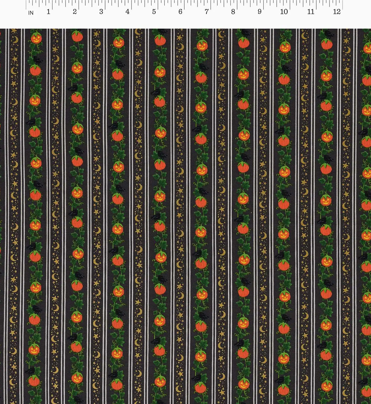 Pumpkin Patch Cotton Metallic Fabric - Black