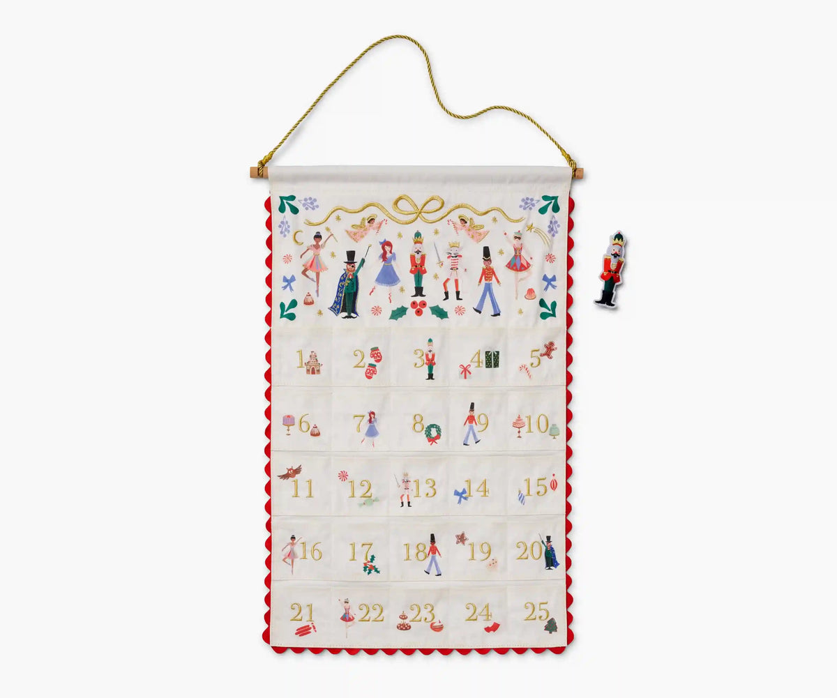 Embroidered Hanging Advent Calendar - Nutcracker