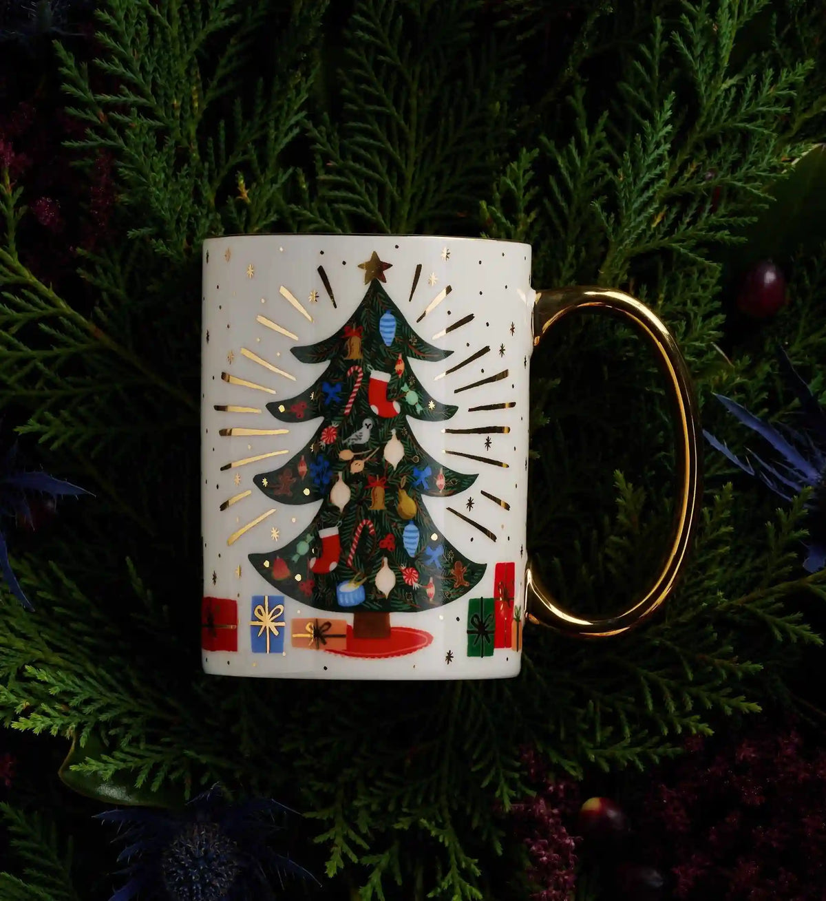 Holiday Porcelain Mug - Holiday Tree