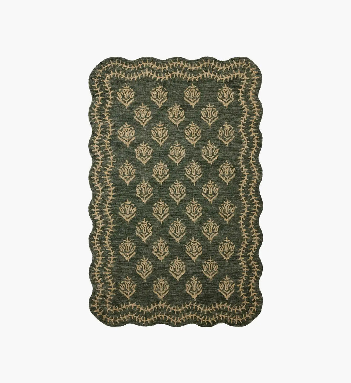 Lisette Wool Hooked Rug - Forest & Oatmeal