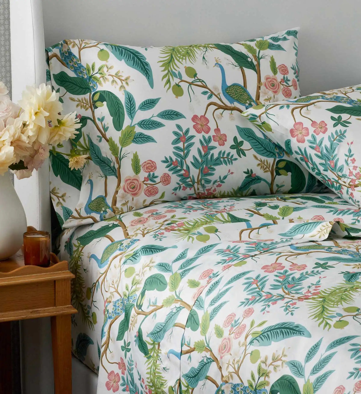 Sateen Flat Sheet - Peacock White