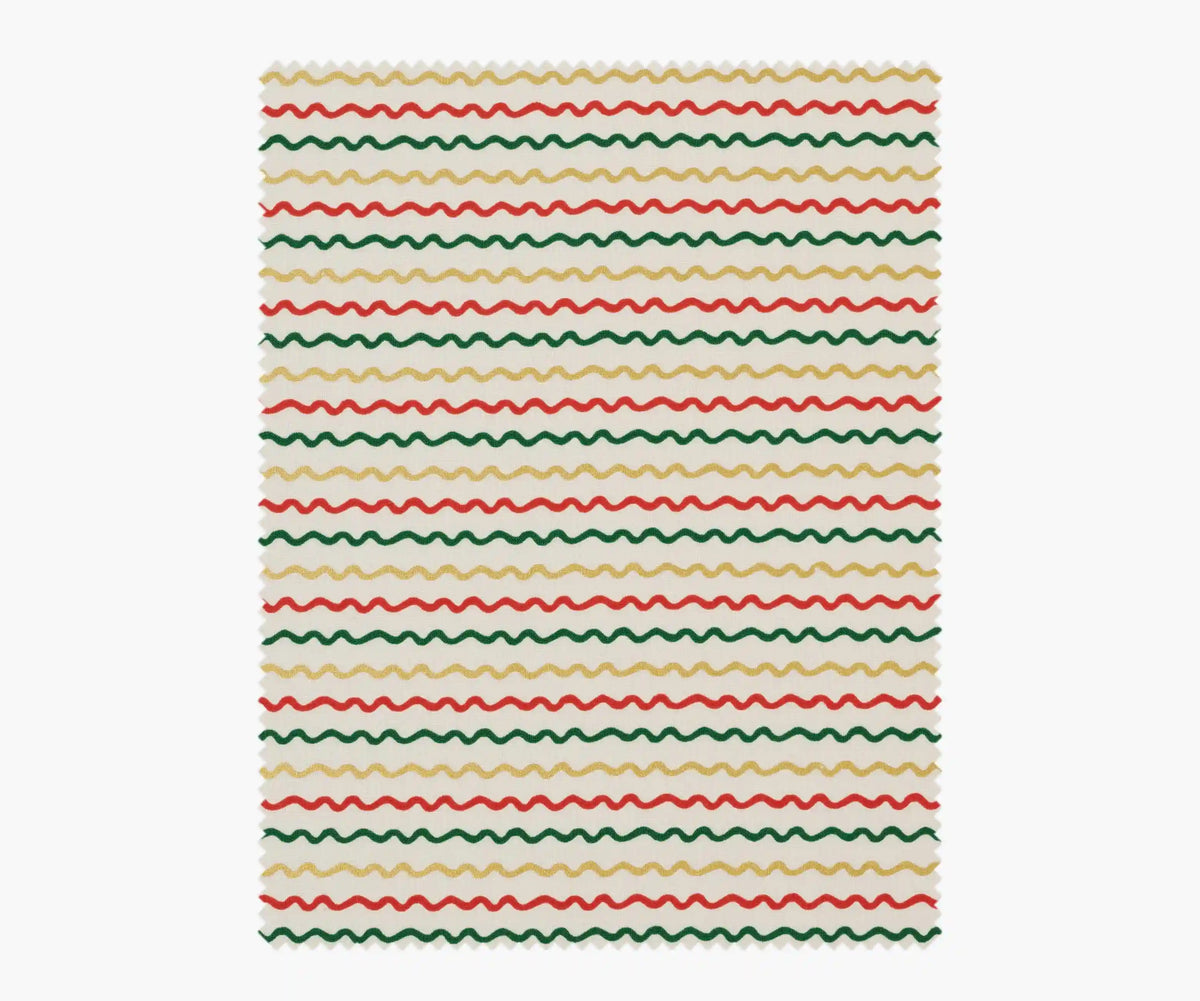 Ribbon Stripe Cotton Metallic Fabric - Cream