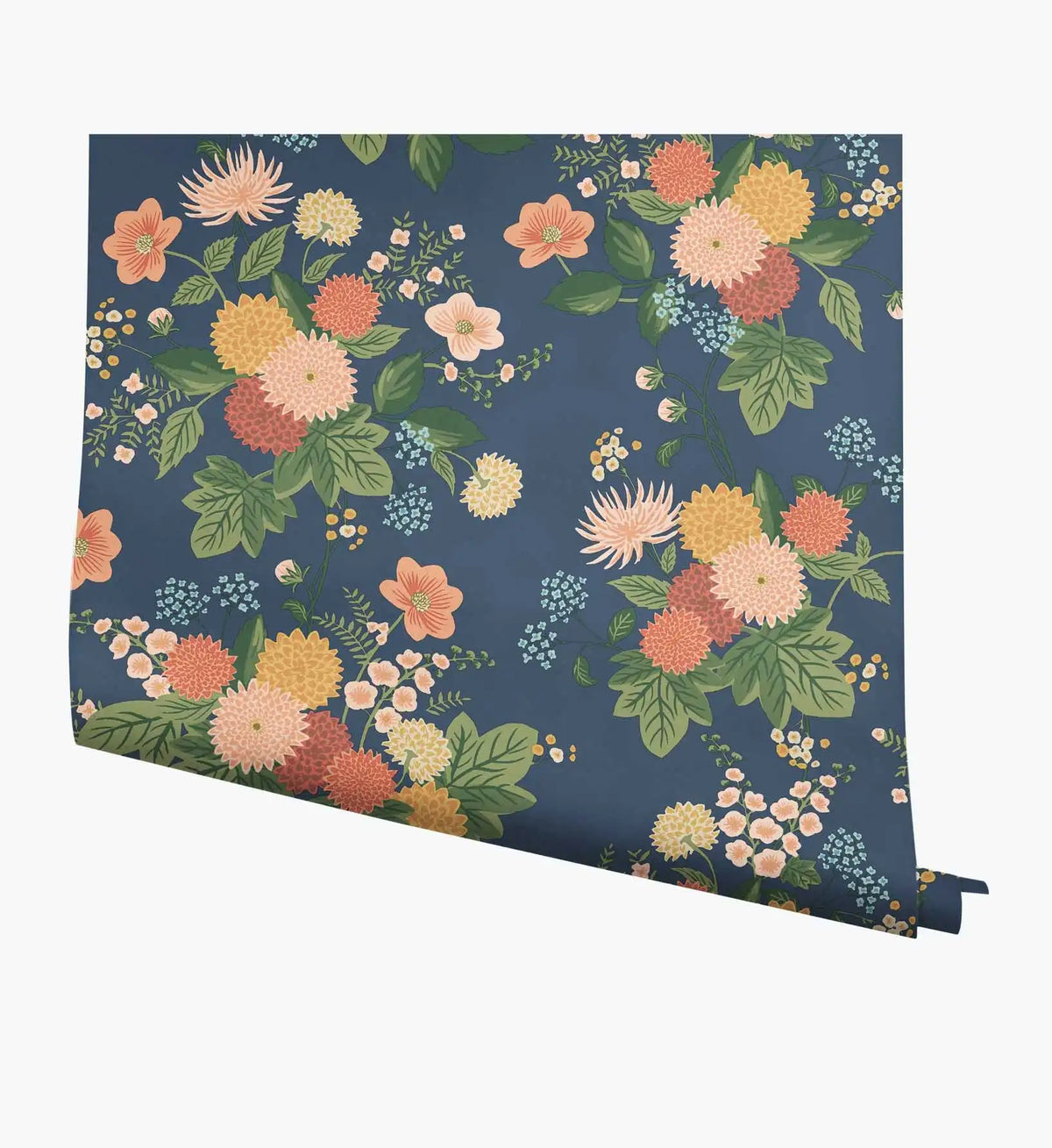 Dahlia Wallpaper - Navy
