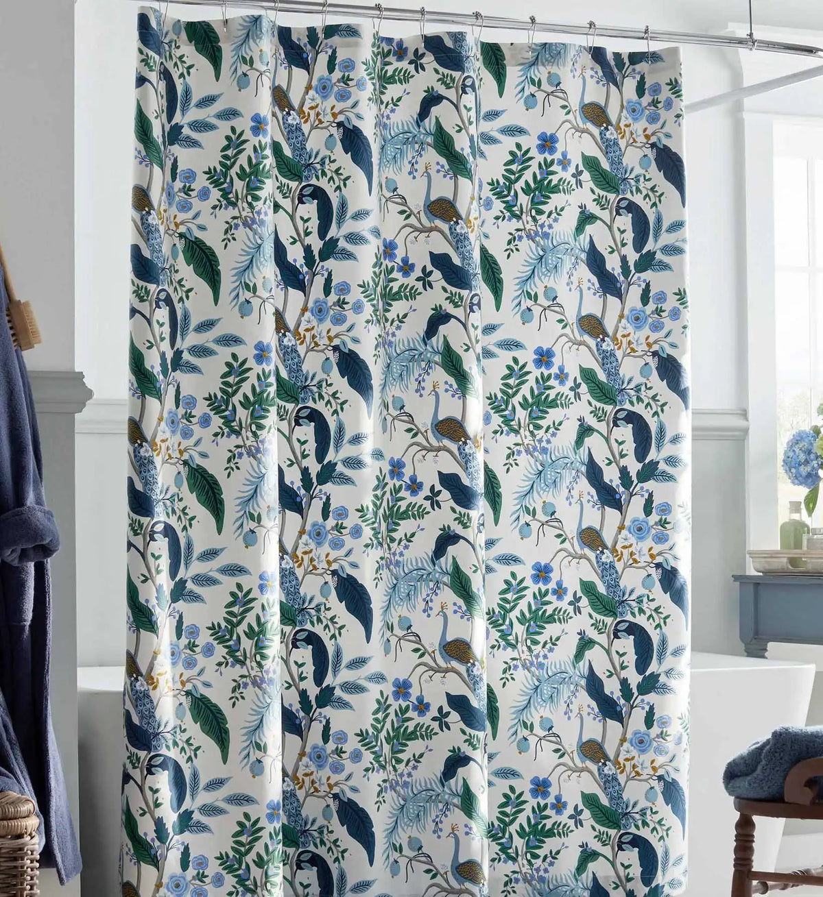 Sateen Shower Curtain - Peacock Ivory