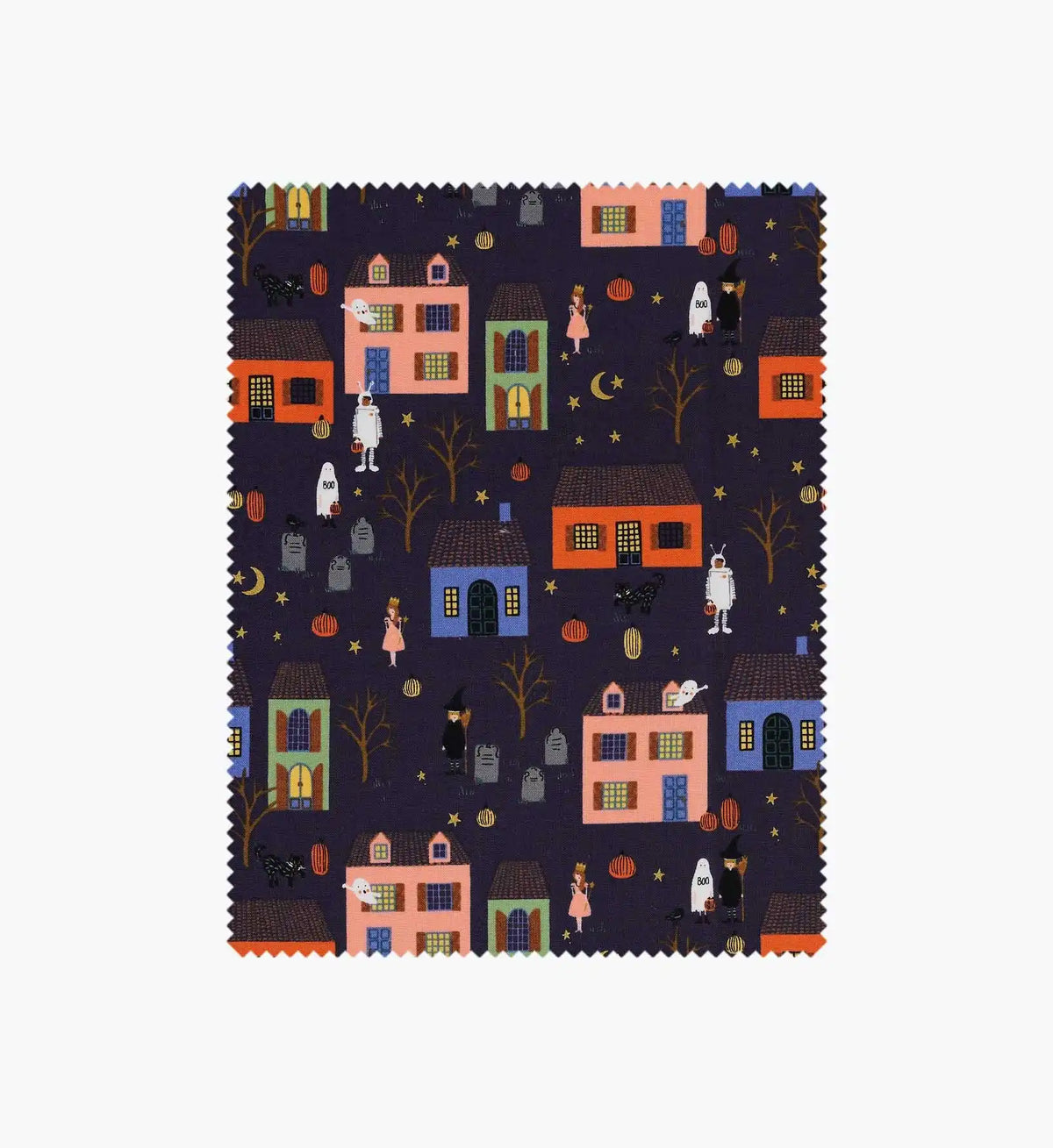 Halloween Night Cotton Metallic Fabric - Indigo and Gold