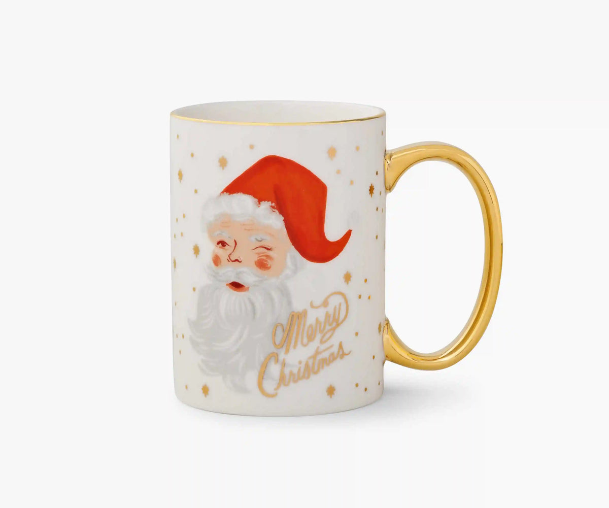 Holiday Porcelain Mug - Winking Santa