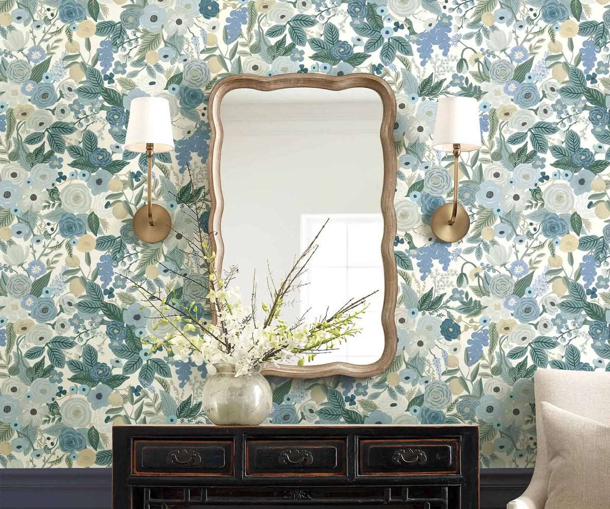 Garden Party Peel & Stick Wallpaper Sample - Indigo Multi