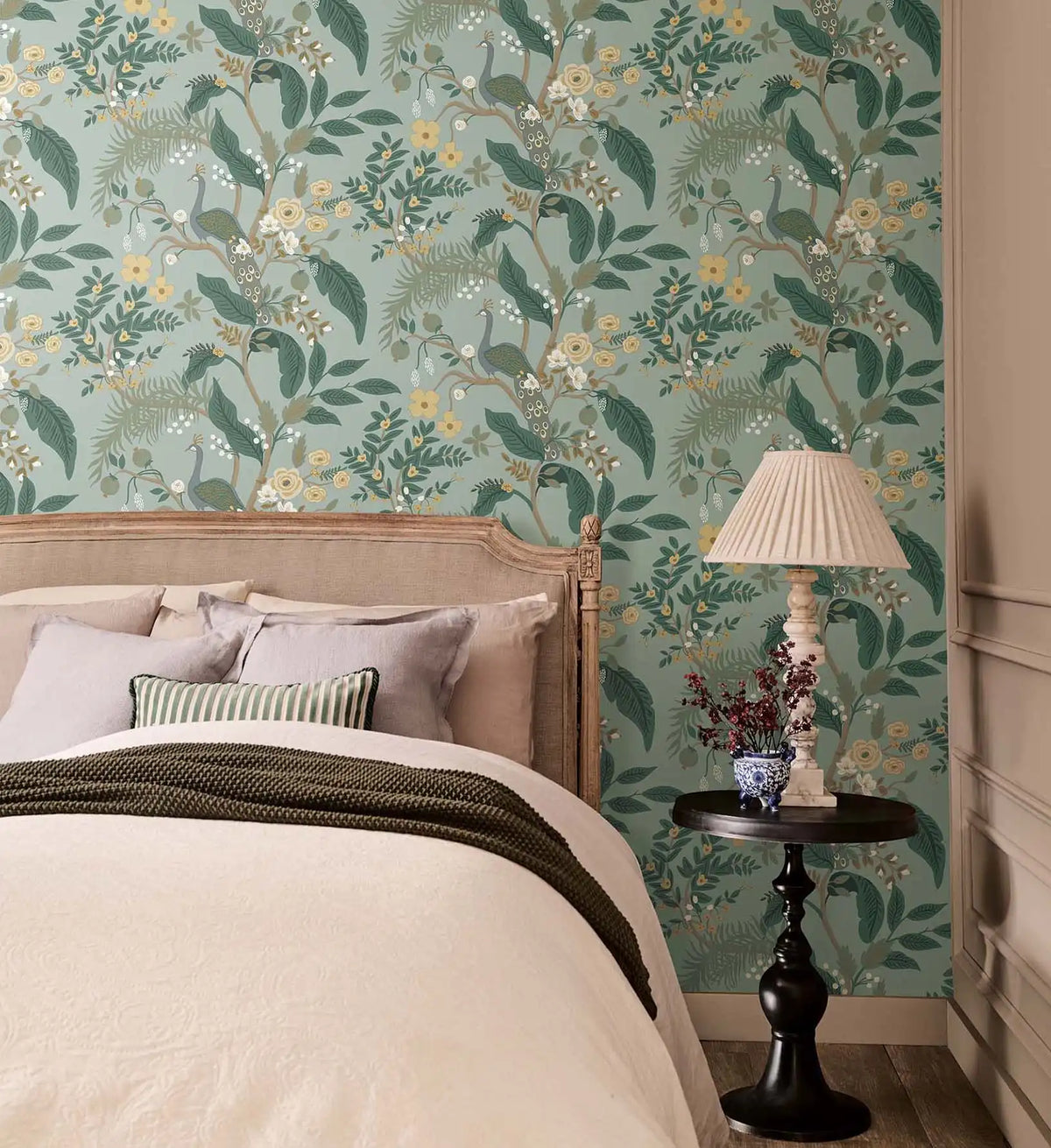 Peacock Wallpaper Sample - Slate