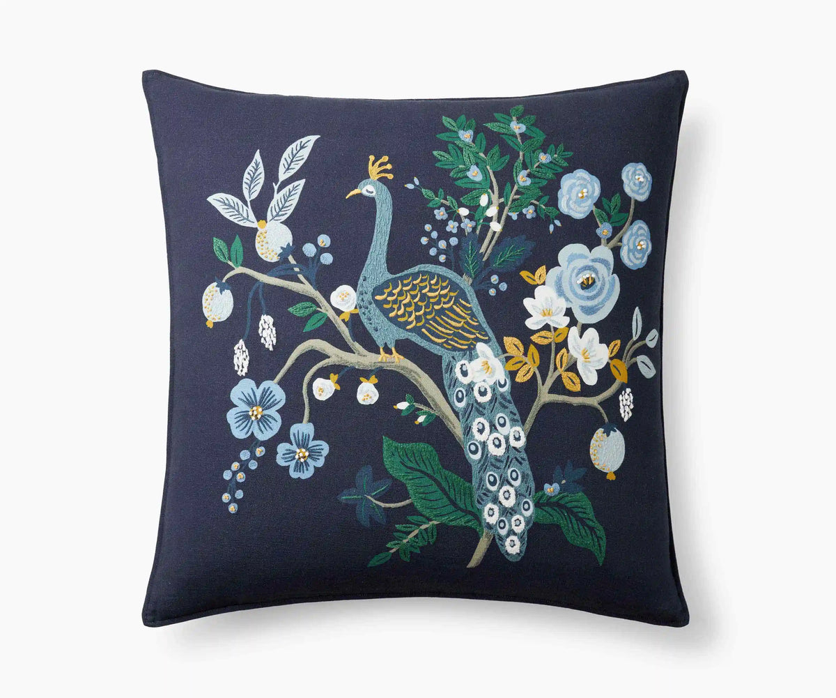 Embroidered Pillow Cover - Peacock