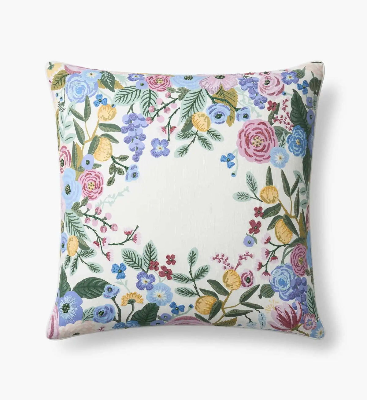 Embroidered Pillow Cover - Garden Party Ivory