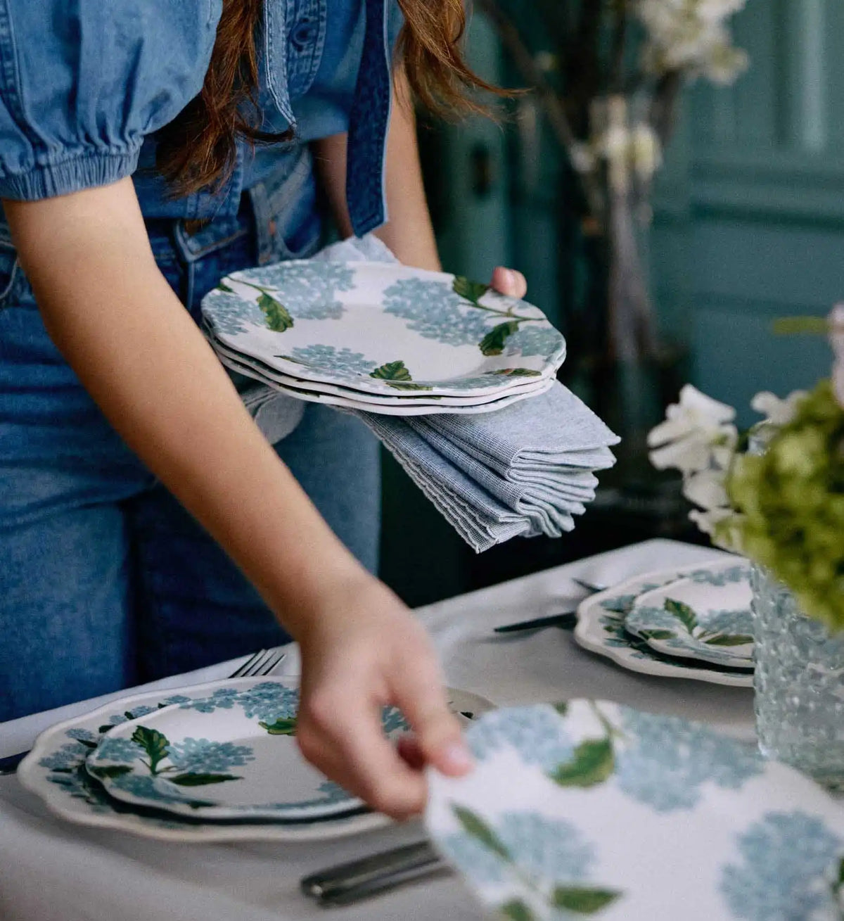 Melamine Assorted Dinner Plates - Hydrangea