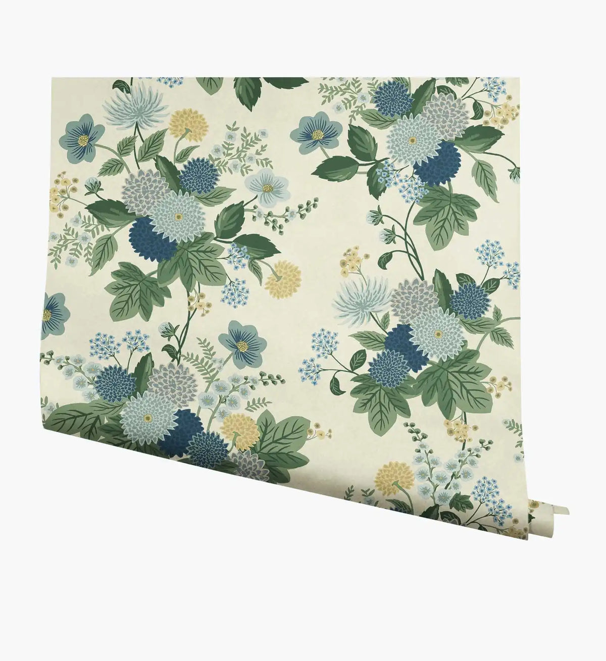 Dahlia Wallpaper - Linen & Blue