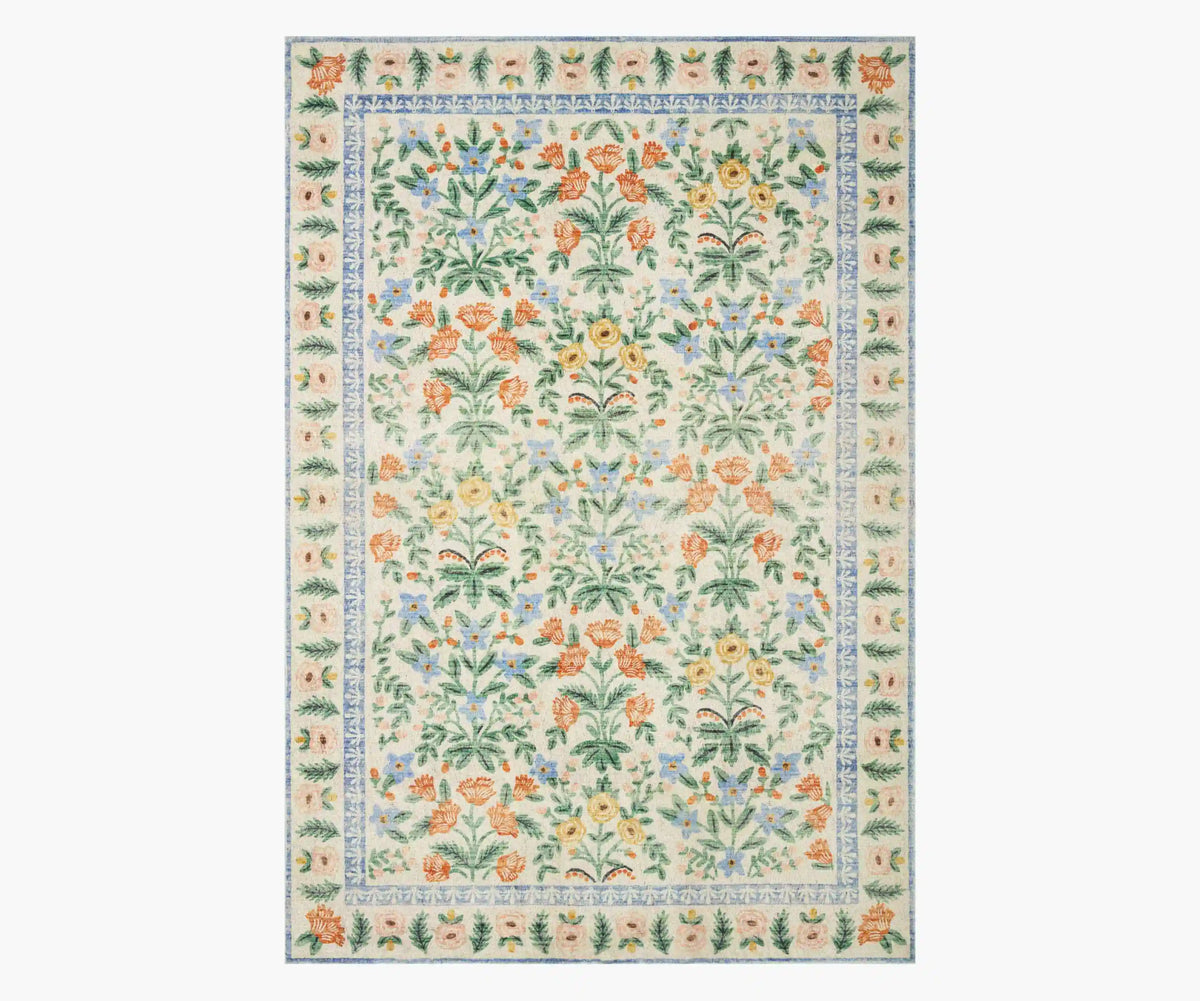 Eden Mughal Garden Power Loomed Rug - Cream