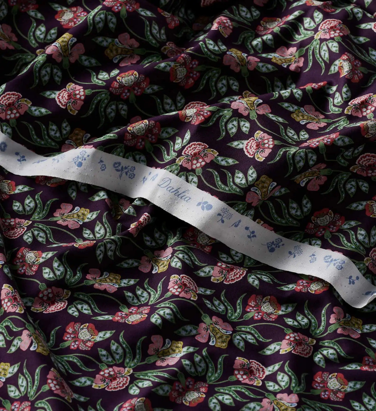 Posy Cotton Fabric - Aubergine