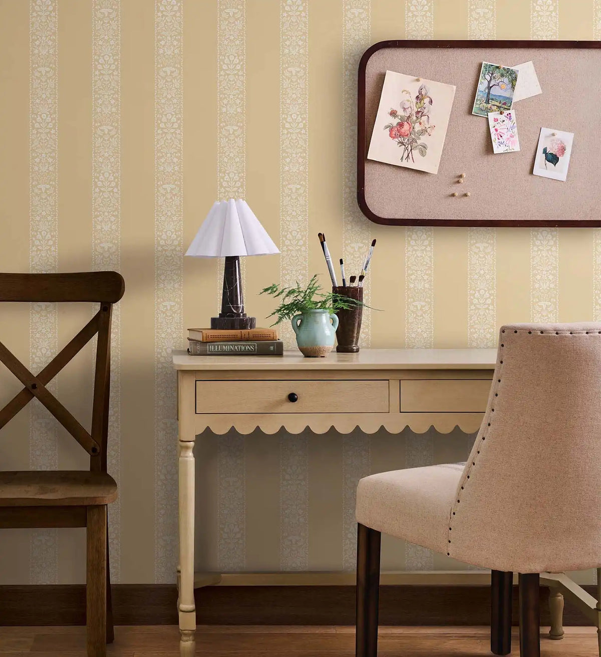Estee Stripe Wallpaper Sample - Gold