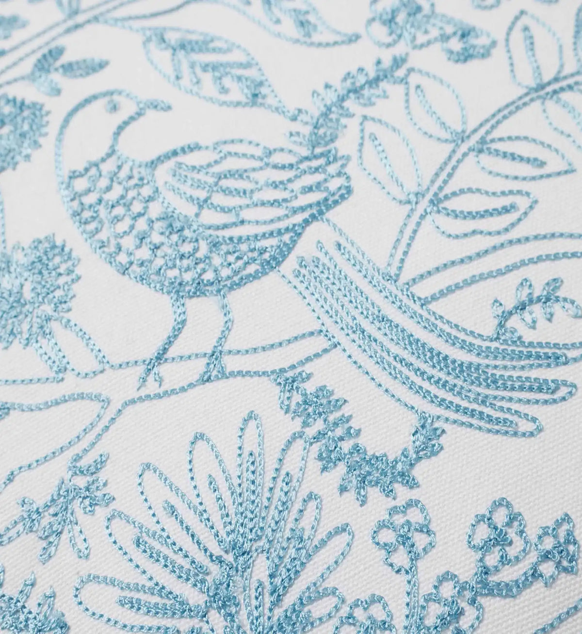 Aviary Embroidered Lumbar Pillow - Blue