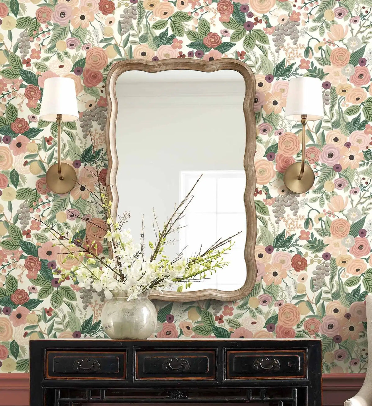 Garden Party Wallpaper - Burgundy Multi