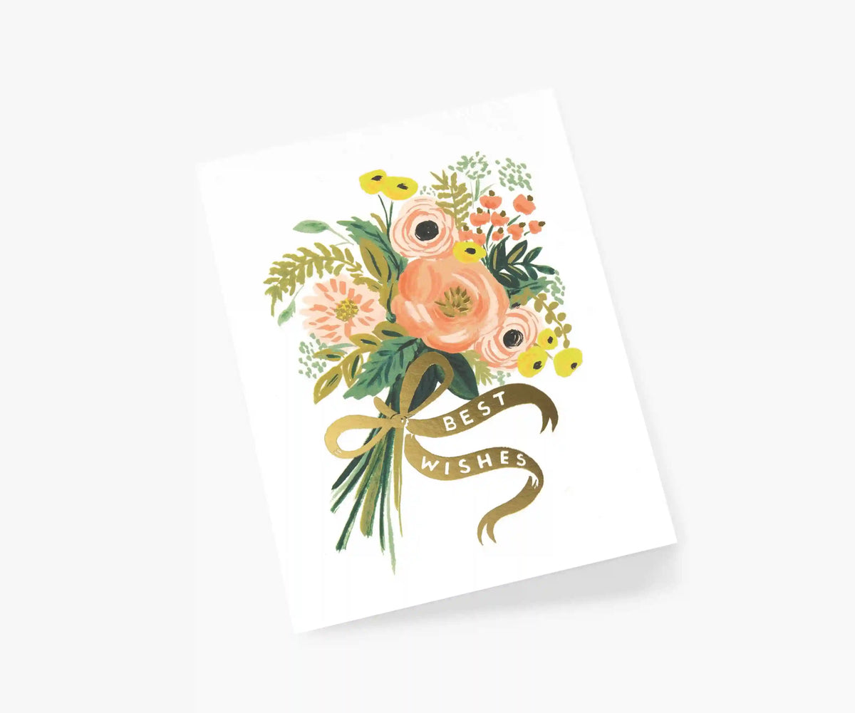 Best Wishes Bouquet Wedding Card - Single Card