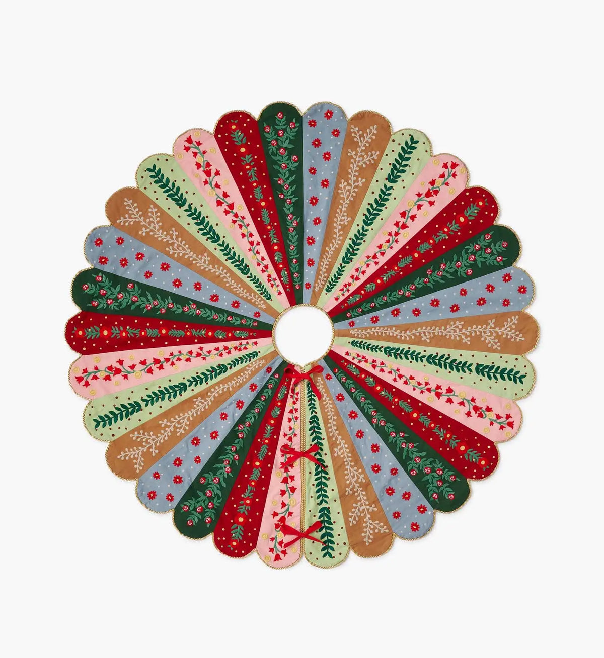 Embroidered Tree Skirt - Holly Jolly