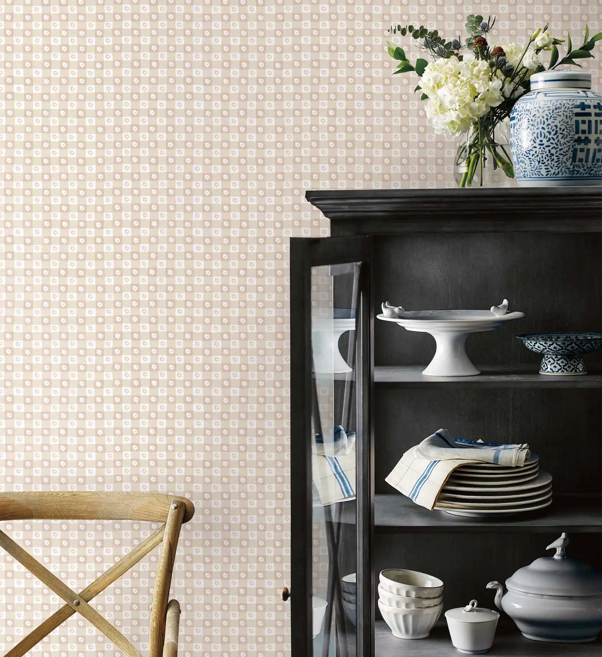 Daisy Gingham Peel & Stick Wallpaper Sample - Blush