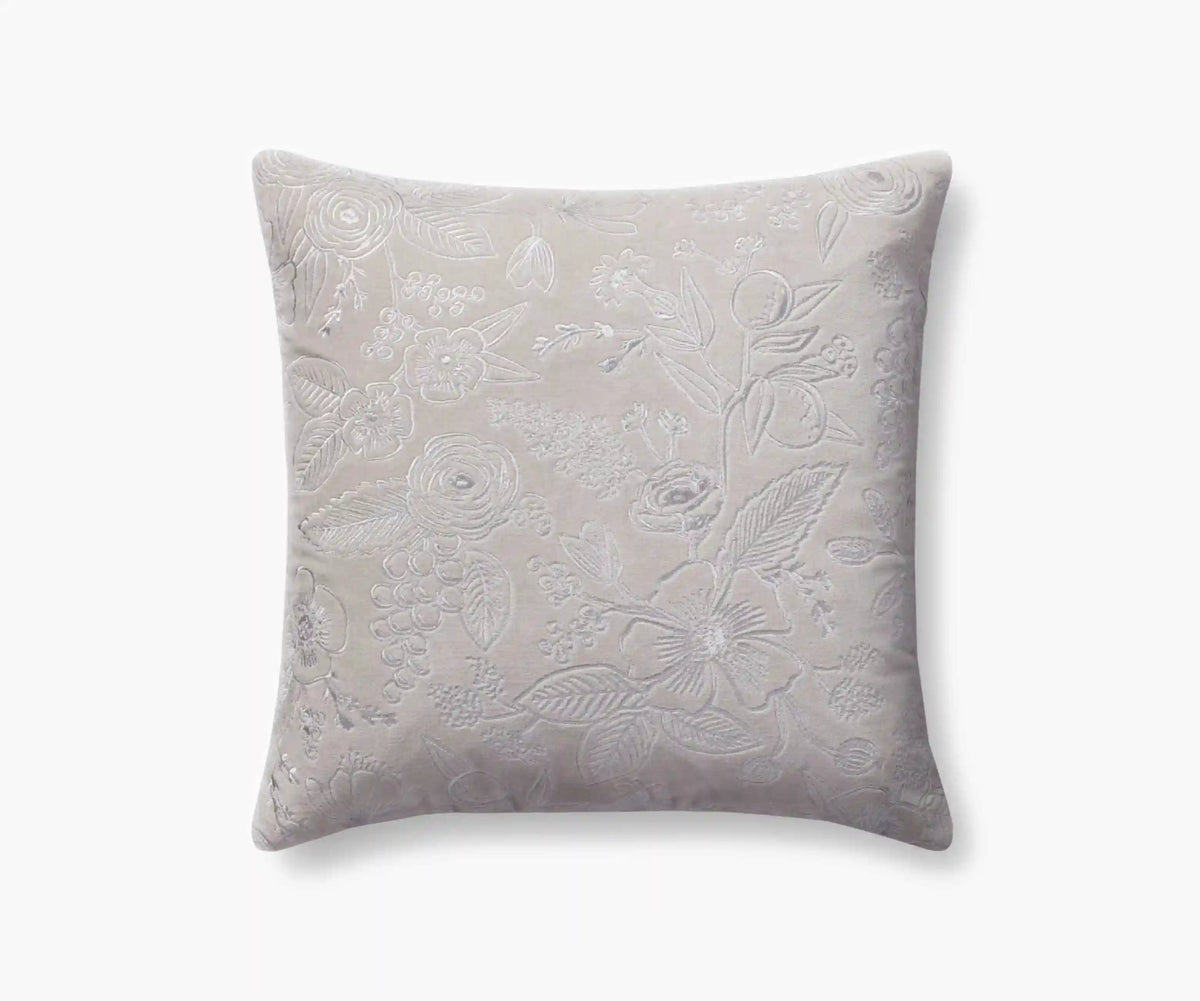 Colette Embroidered Pillow - Grey