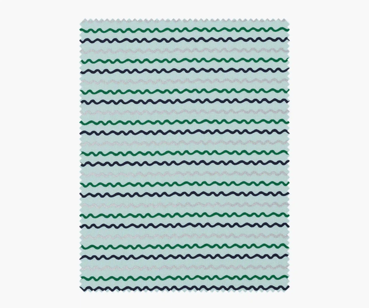 Ribbon Stripe Cotton Metallic Fabric - Mint