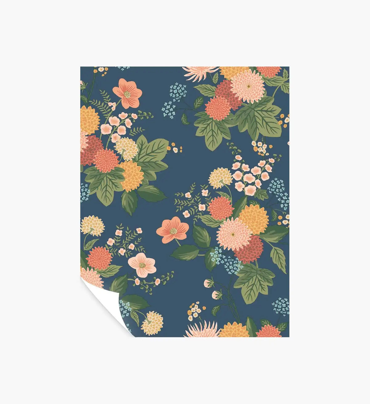 Dahlia Wallpaper Sample - Navy