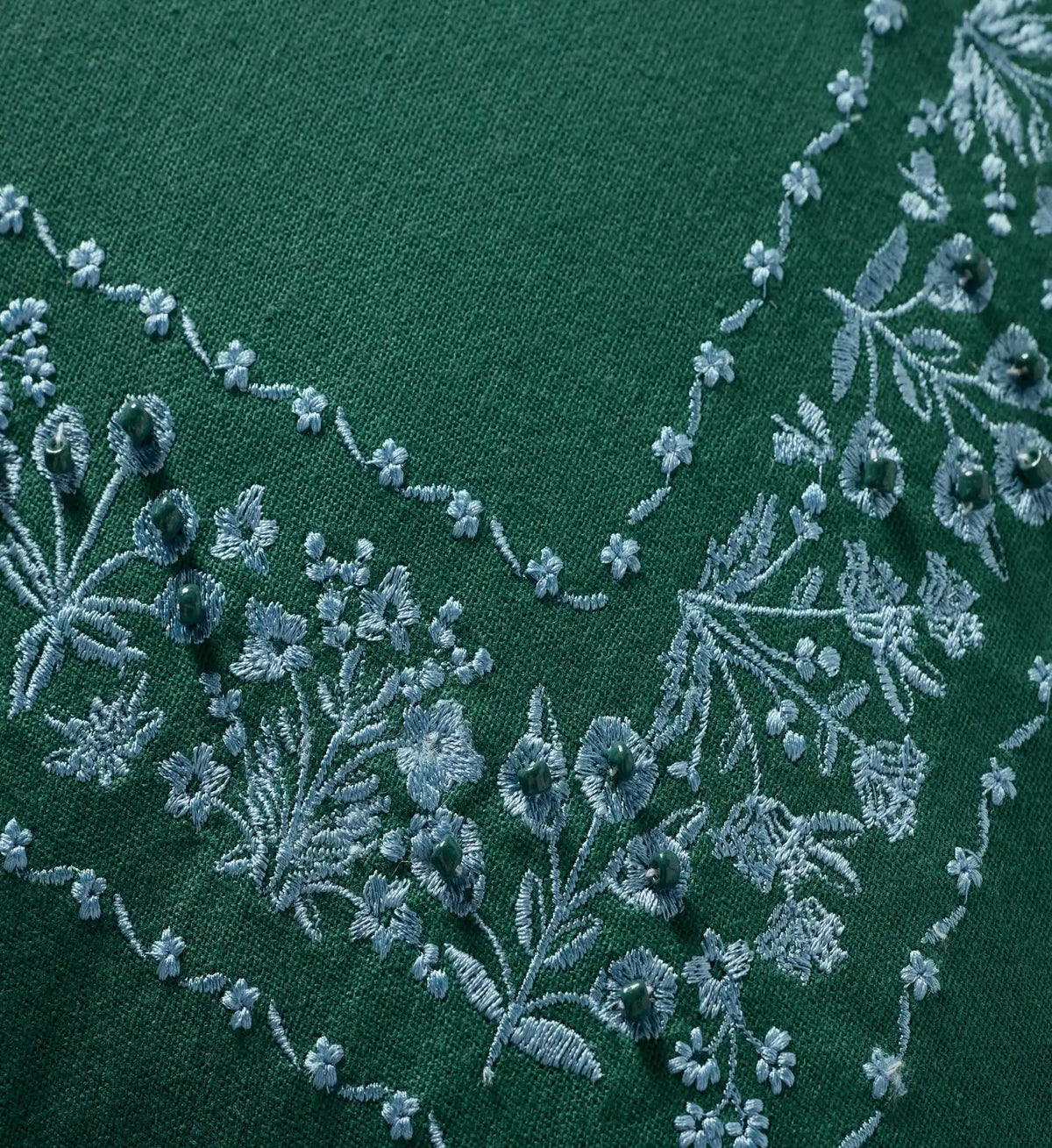 Estee Border Embroidered Pillow - Hunter