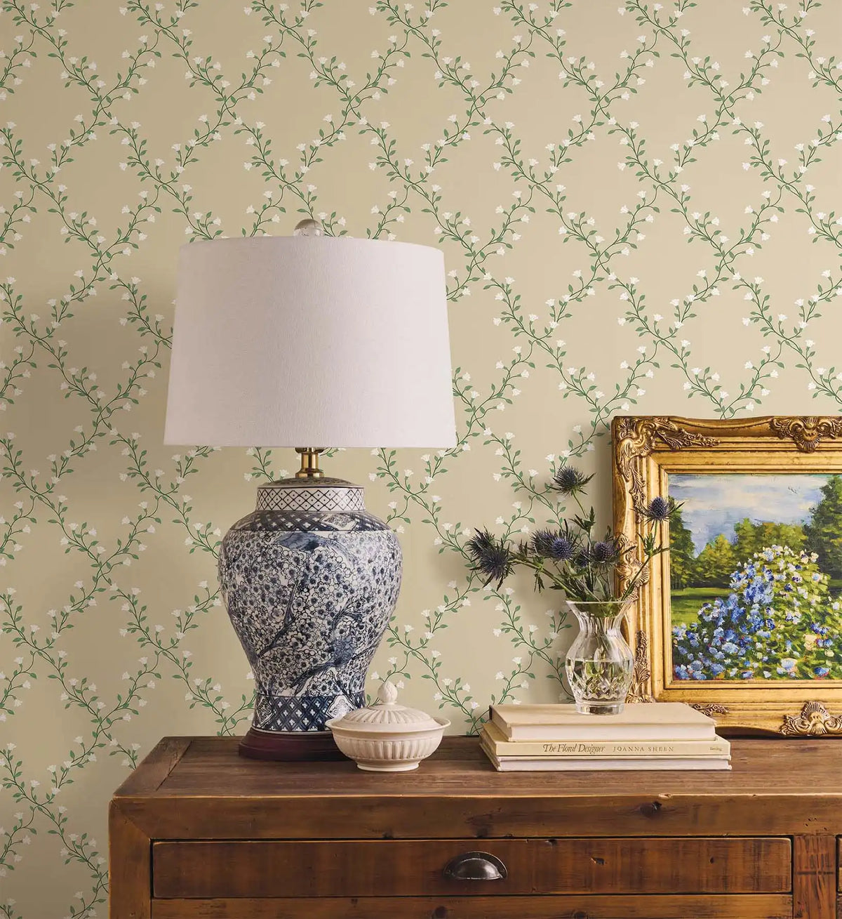 Bellflower Wallpaper Sample - Linen