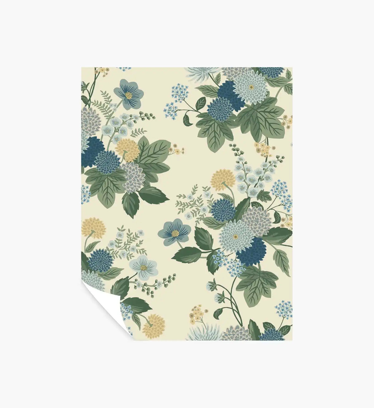 Dahlia Wallpaper Sample - Linen & Blue