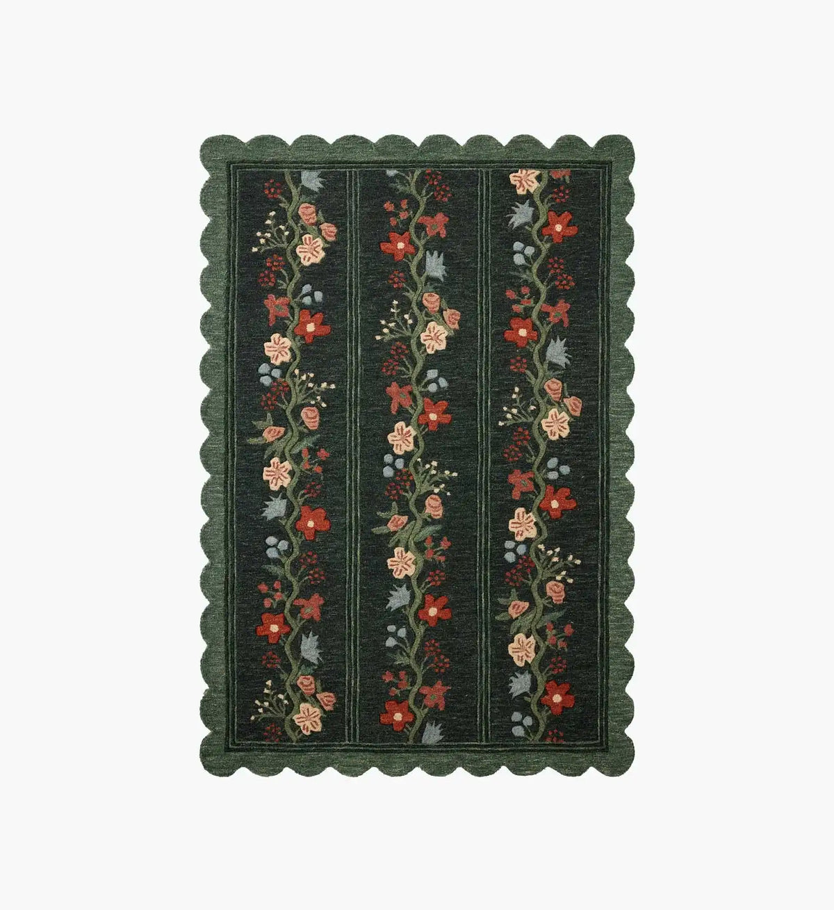 Thistle Wool Hooked Rug - Forest