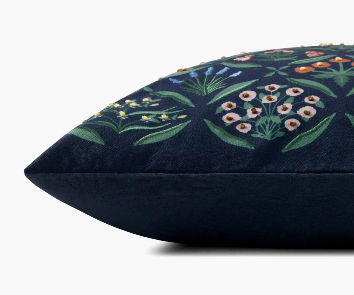 Estee Embroidered Pillow - Navy