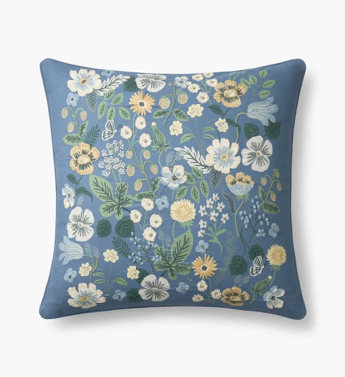 Embroidered Pillow Cover - Strawberry Fields Green