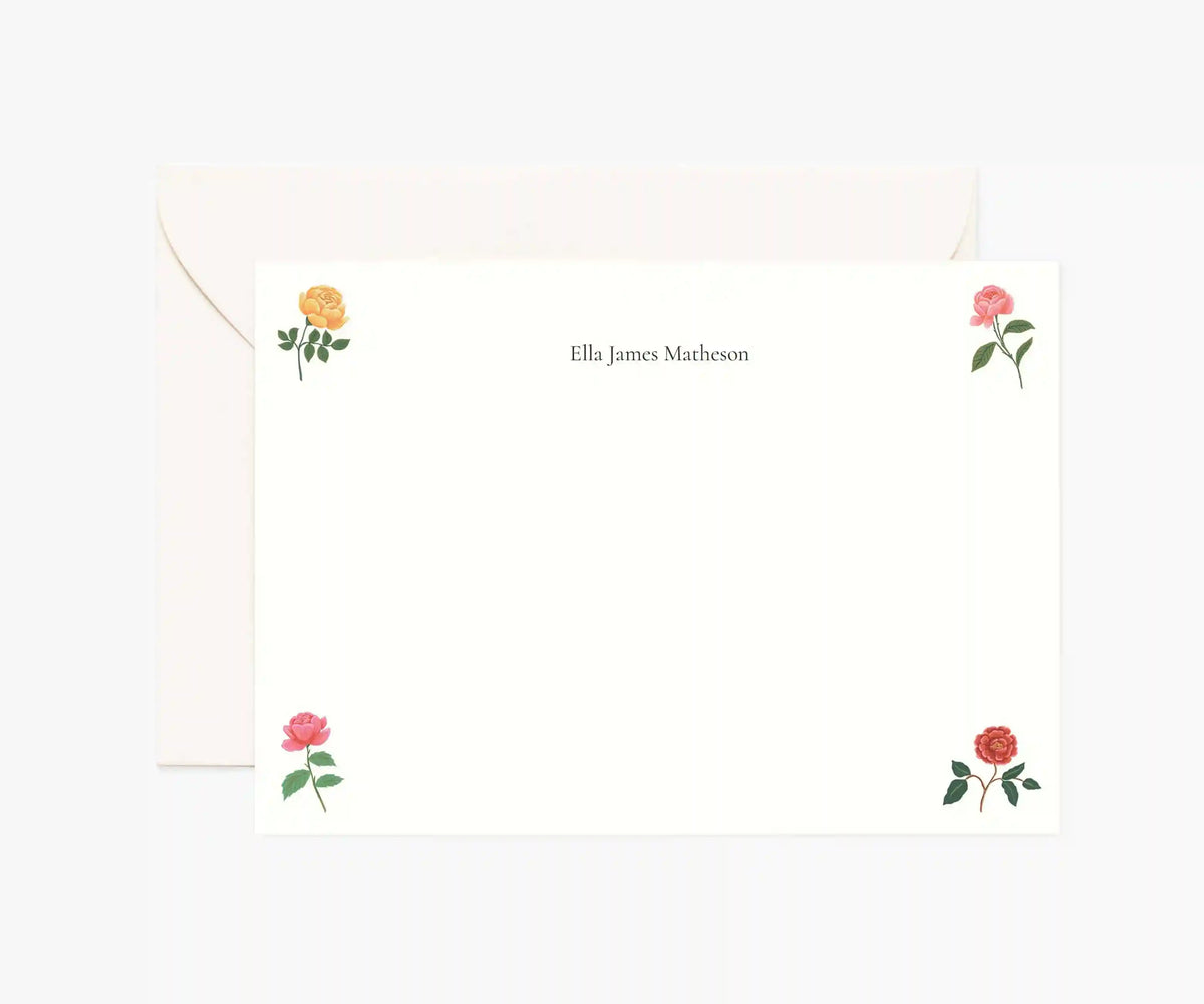 Floral Personalized Stationery  - Garden Roses