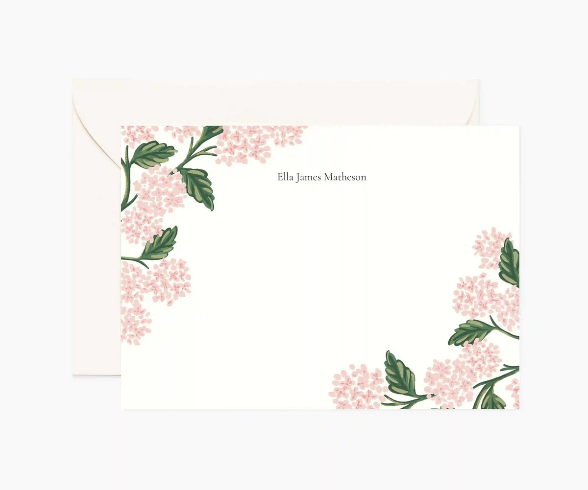 Floral Personalized Stationery  - Hydrangea Blush
