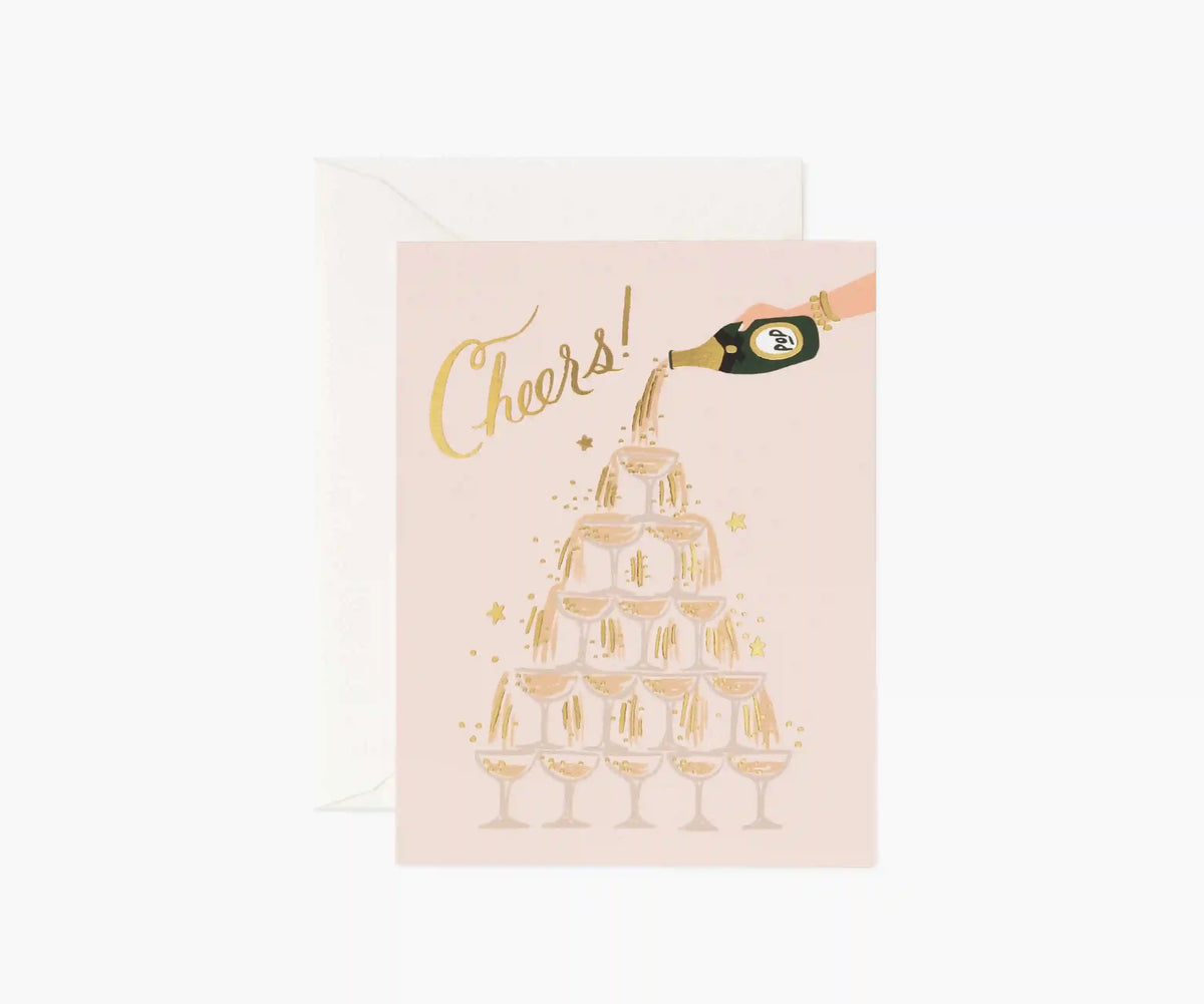Champagne Tower Cheers Wedding Card - Single Card