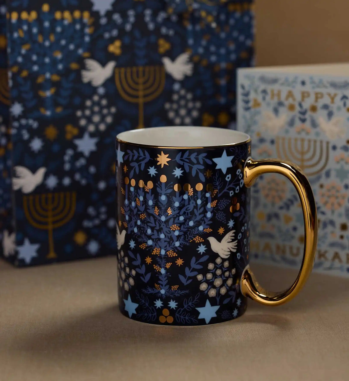Holiday Porcelain Mug - Laurel Menorah