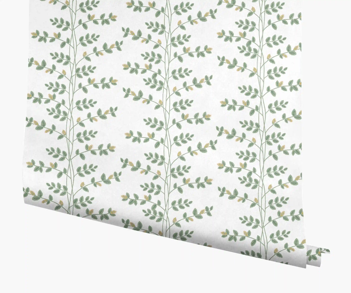 Climbing Vines Wallpaper - White & Metallic Gold
