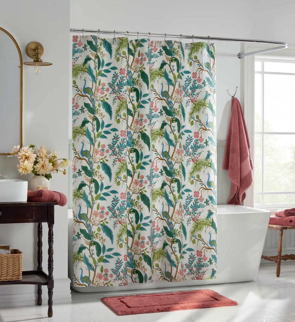Sateen Shower Curtain - Peacock White