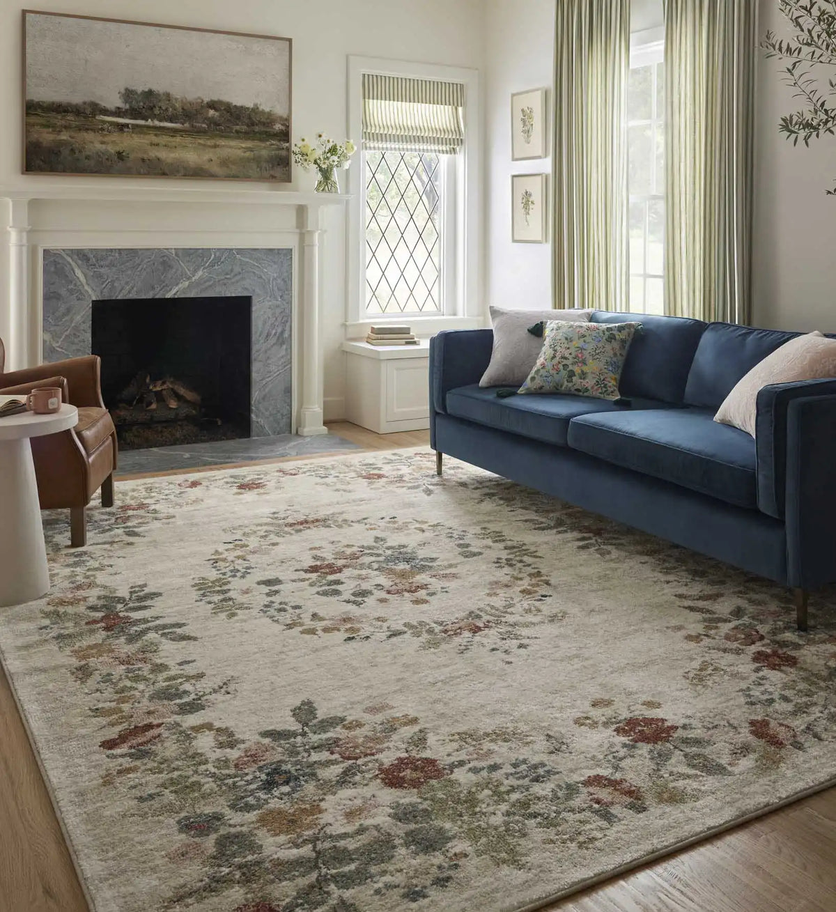 Laurel Strawberry Fields Medallion Power Loomed Rug - Cream
